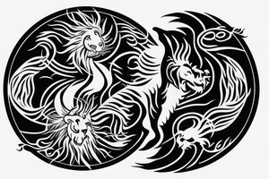 dragon and lion
 yin and yang tattoo idea