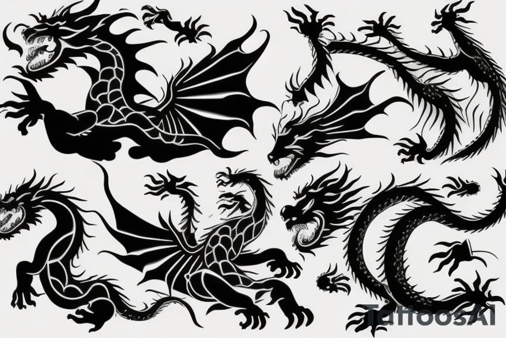 dragon and lion
 yin and yang tattoo idea