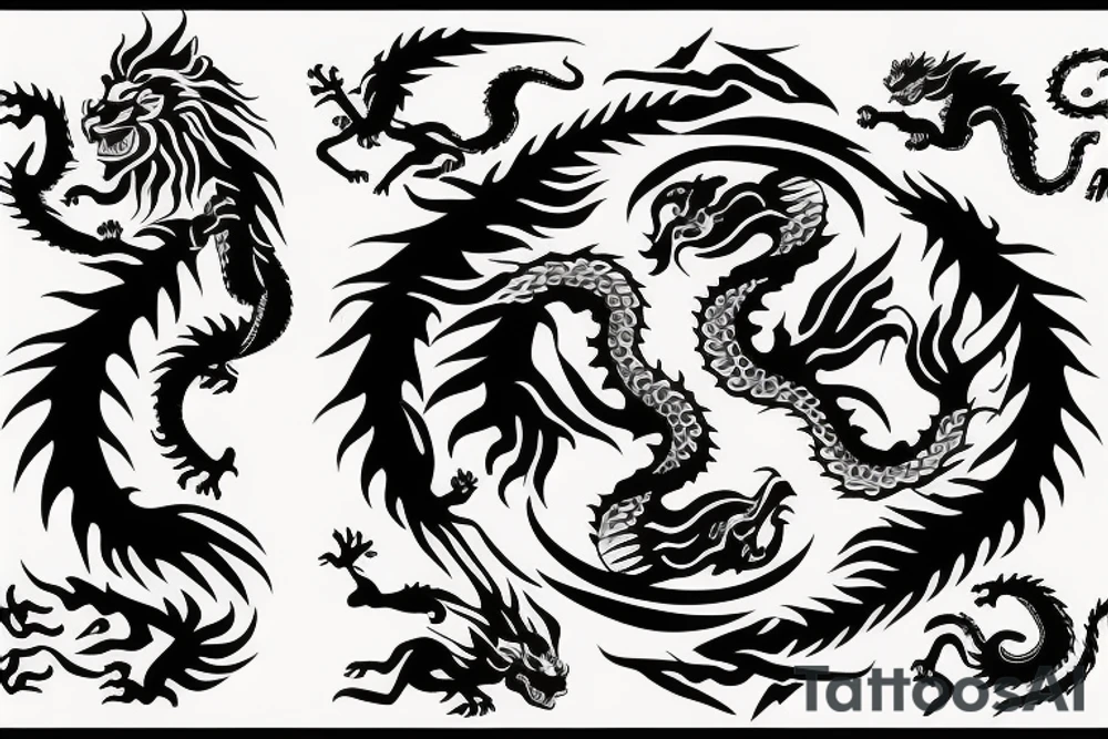 dragon and lion
 yin and yang tattoo idea