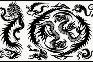 dragon and lion
 yin and yang tattoo idea