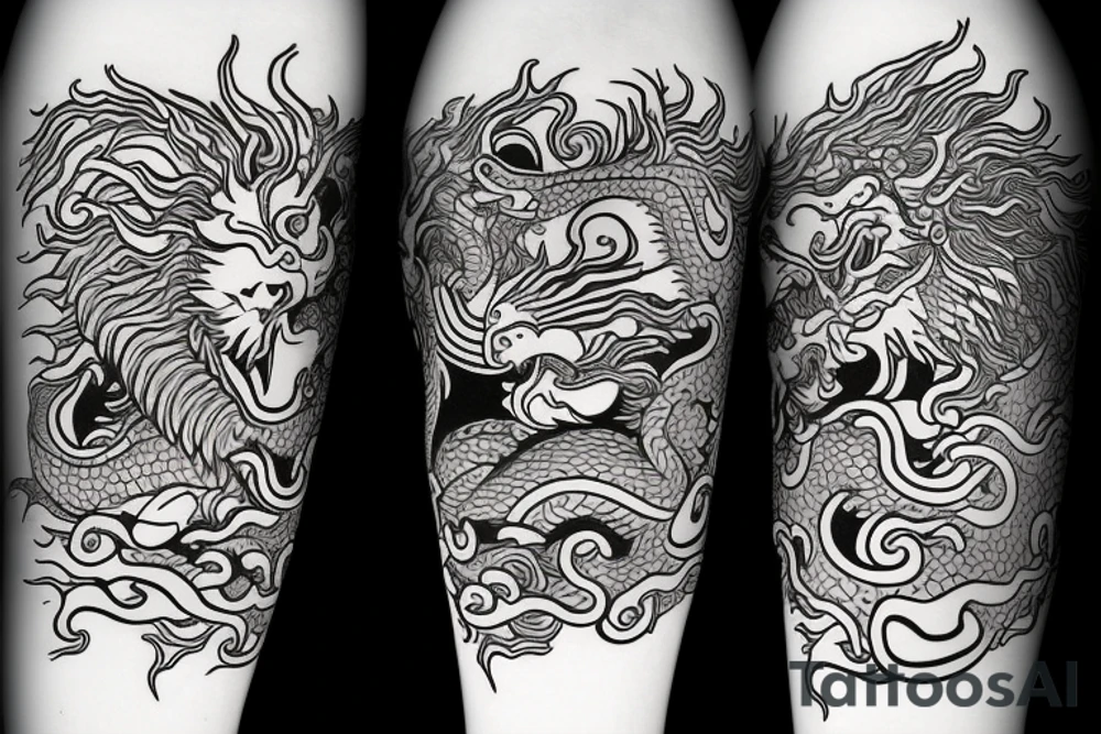 dragon and lion
 yin and yang
trippy tattoo idea