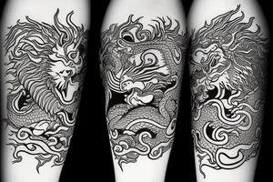 dragon and lion
 yin and yang
trippy tattoo idea