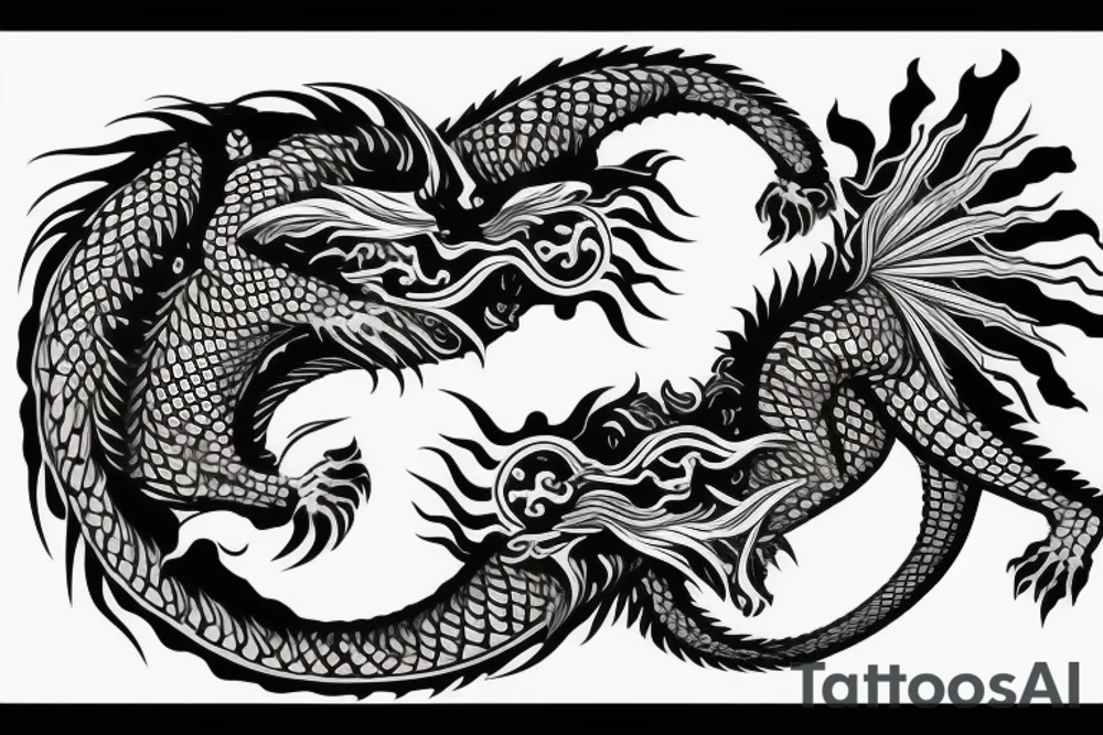 dragon and lion
yin and yang
Dragon in the background, lion in front
trippy
shoulder sleeve tattoo idea