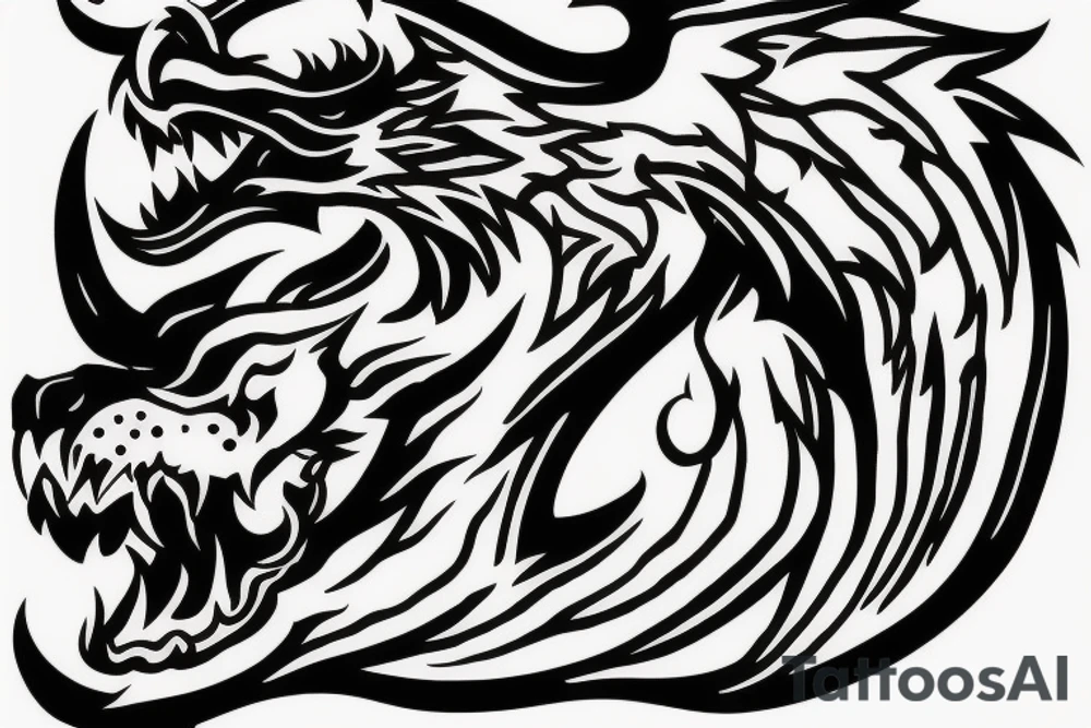 lions head ontop of dragons head ontop of a mountain tattoo idea lions head ontop of dragons head ontop of a mountain tattoo idea