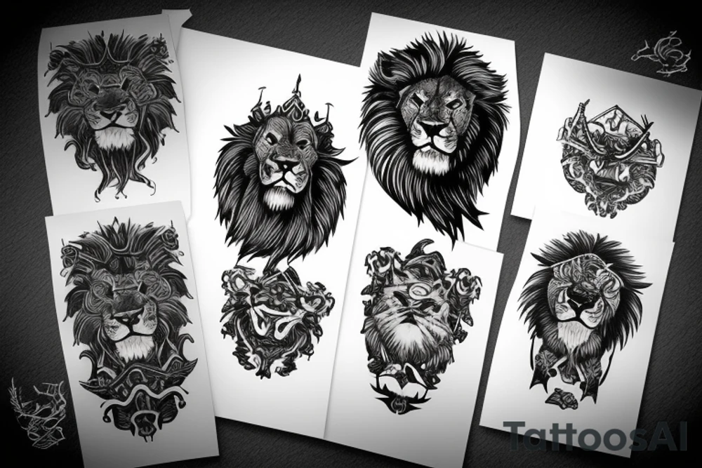 dragons head ontop lions head ontop of a mountain tattoo idea dragons head ontop lions head ontop of a mountain tattoo idea