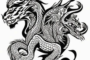 lions head with dragons head piece

like https://www.pinterest.com/pin/3448137206878641/ tattoo idea