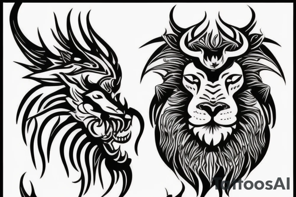 lions head with dragons head piece
like https://www.pinterest.com/pin/586945763960465815/ tattoo idea lions head with dragons head piece
like https://www.pinterest.com/pin/586945763960465815/ tattoo idea