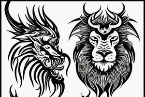 lions head with dragons head piece

like https://www.pinterest.com/pin/586945763960465815/ tattoo idea