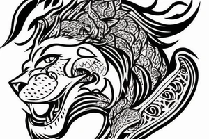 lions head with dragons head piece

like https://www.pinterest.com/pin/586945763960465815/ tattoo idea