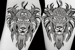 lions head wearing dragons head piece

like https://www.pinterest.com/pin/586945763960465815/ tattoo idea