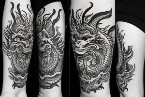 lions head wearing dragon head piece

like https://www.pinterest.com/pin/586945763960465815/ tattoo idea