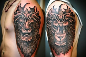 lions head wearing dragon headpiece

like https://www.pinterest.com/pin/586945763960465815/

https://www.pinterest.com/pin/854980310528625227/ tattoo idea