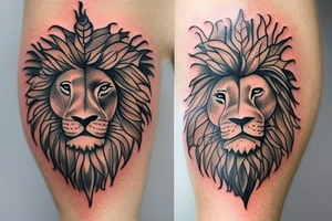 lion wearing dragon as a headpiece

like https://www.pinterest.com/pin/586945763960465815/

https://www.pinterest.com/pin/854980310528625227/ tattoo idea