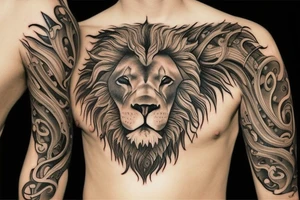 lion wearing dragon as a headpiece

like https://www.pinterest.com/pin/586945763960465815/

https://www.pinterest.com/pin/854980310528625227/ tattoo idea