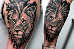 lion wearing a dragon

like https://www.pinterest.com/pin/586945763960465815/

https://www.pinterest.com/pin/854980310528625227/ tattoo idea