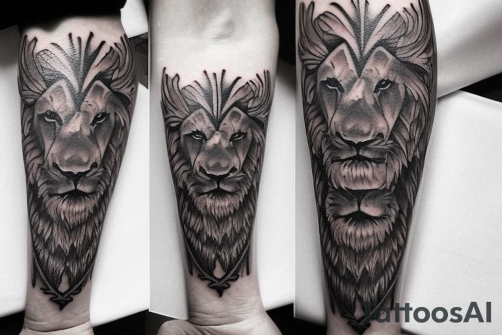 lion wearing a dragon

like https://www.pinterest.com/pin/586945763960465815/

https://www.pinterest.com/pin/854980310528625227/ tattoo idea