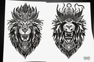 lion wearing a dragon

like https://www.pinterest.com/pin/586945763960465815/ tattoo idea