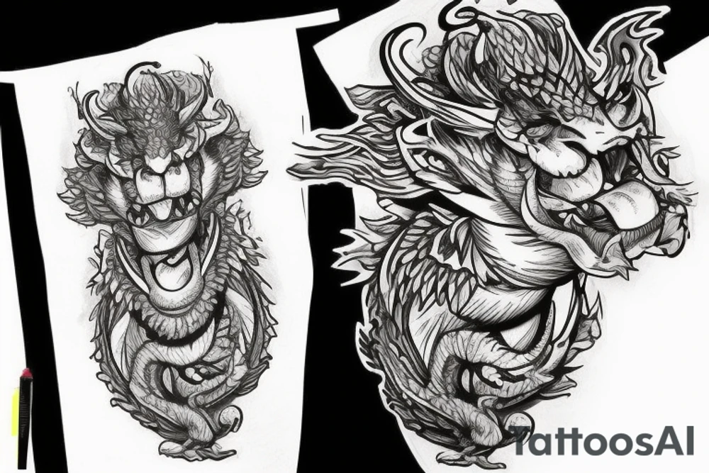 lions head ontop of a dragons head on top of a tower
like https://www.pinterest.com/pin/586945763960465815/ tattoo idea lions head ontop of a dragons head on top of a tower
like https://www.pinterest.com/pin/586945763960465815/ tattoo idea