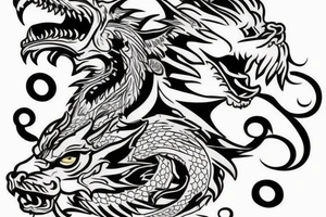 lions head on top of a dragons head on top of a tower

like https://www.pinterest.com/pin/586945763960465815/ tattoo idea