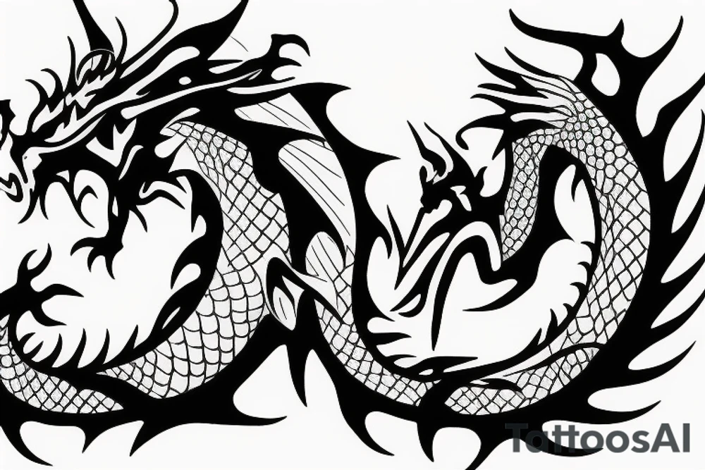 dragon drawn as a mountain range tattoo idea