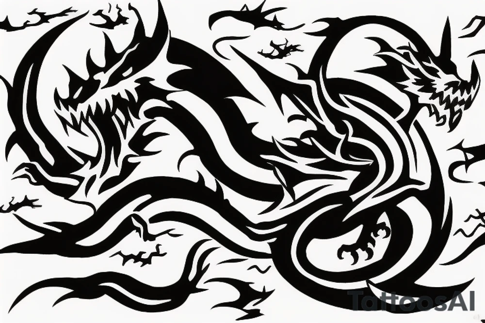dragon drawn as a mountain range tattoo idea