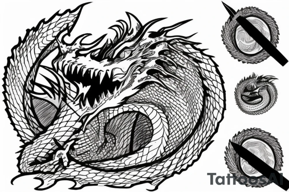 dragon drawn as a mountain range tattoo idea
