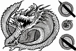dragon drawn as a mountain range tattoo idea