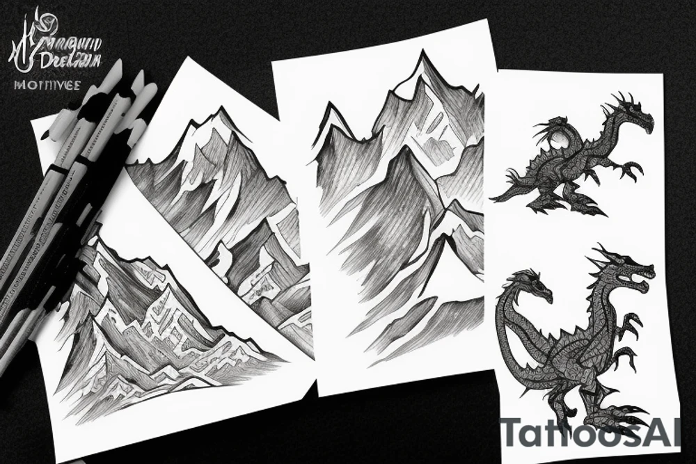 dragons drawn as a mountain ridge line tattoo idea dragons drawn as a mountain ridge line tattoo idea