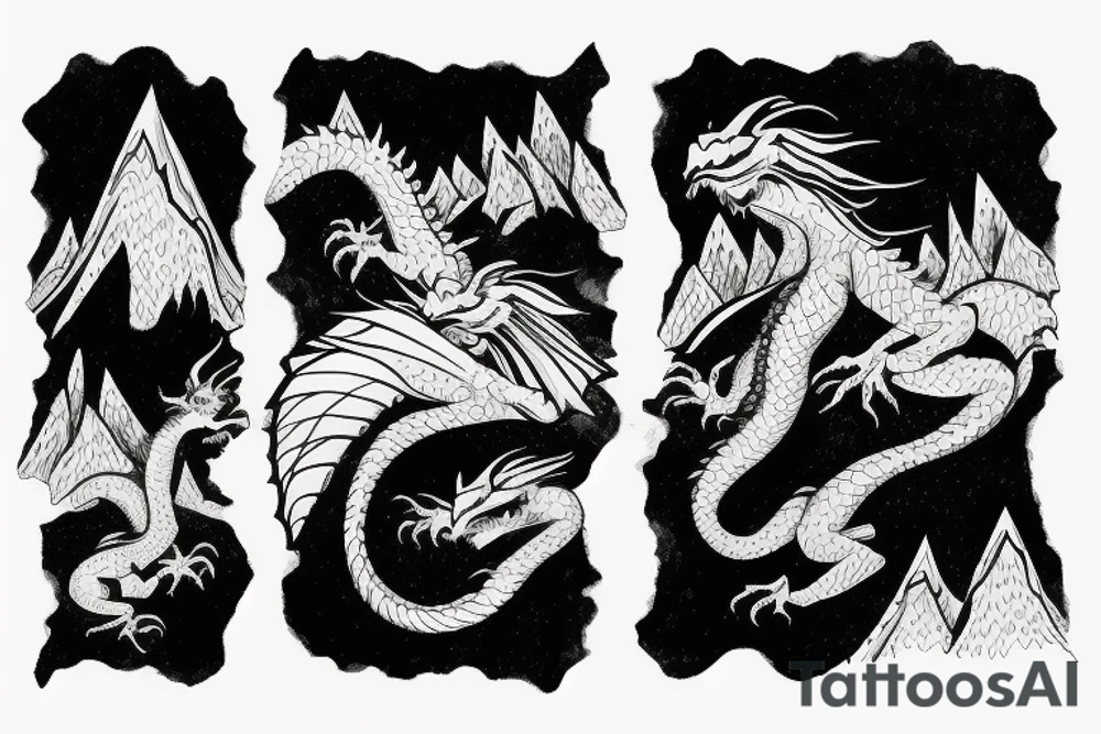 dragons drawn as a mountain ridge line tattoo idea dragons drawn as a mountain ridge line tattoo idea
