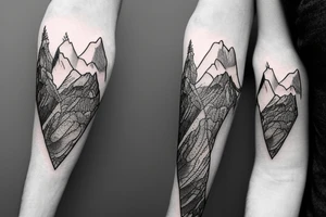 dragons drawn as a mountain ridge line tattoo idea