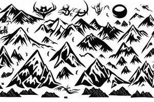 dragons drawn as a mountain ridge line tattoo idea