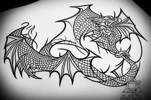 dragons drawn as a mountain ridge line tattoo idea