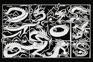dragons as a mountain ridge line tattoo idea