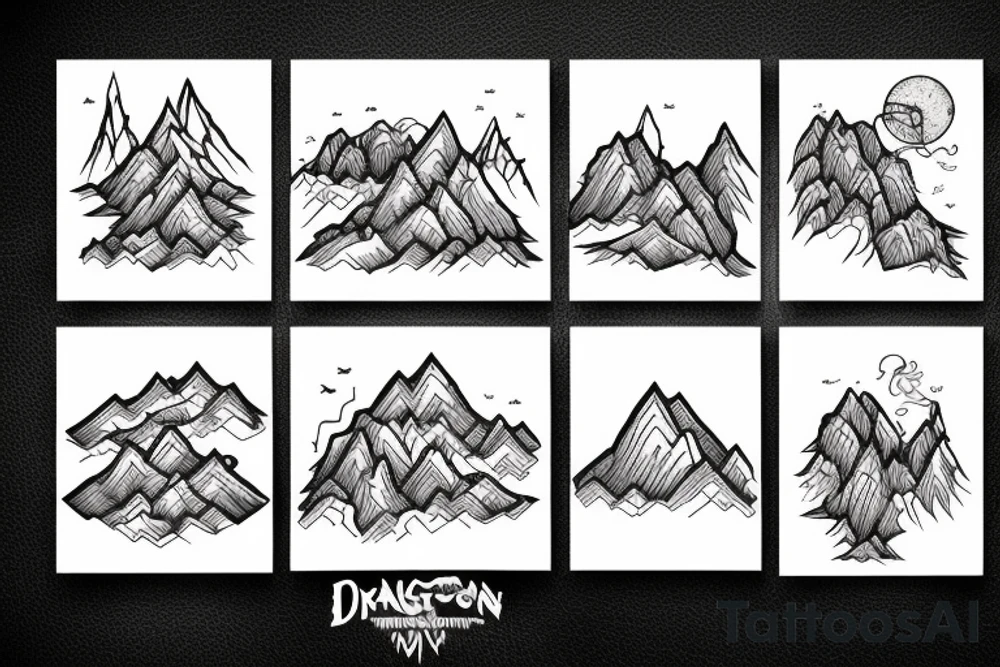 a mountain ridge line that is drawn as individual dragons tattoo idea