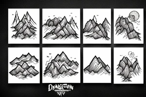 a mountain ridge line that is drawn as individual dragons tattoo idea