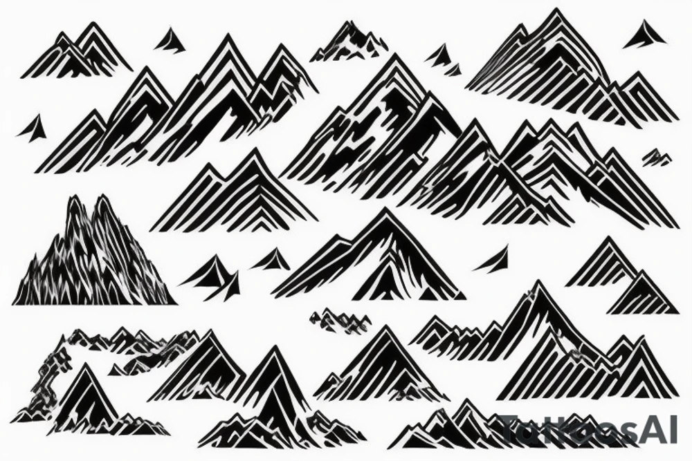 a mountain ridge line that is drawn as individual dragons tattoo idea