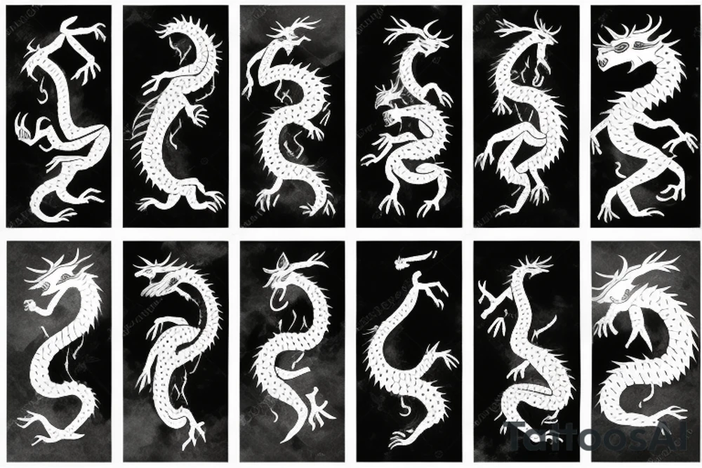 a mountain ridge line that is drawn as individual dragons tattoo idea
