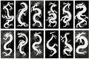 a mountain ridge line that is drawn as individual dragons tattoo idea