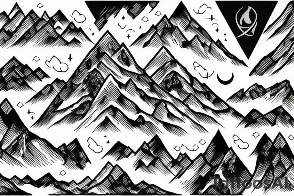 a mountain ridge line that is drawn as individual dragons tattoo idea a mountain ridge line that is drawn as individual dragons tattoo idea