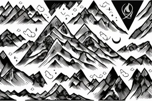 a mountain ridge line that is drawn as individual dragons tattoo idea