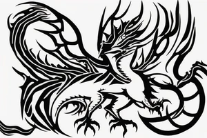 white dragon climbing ridgeline with sharp claws, silky hair tattoo idea