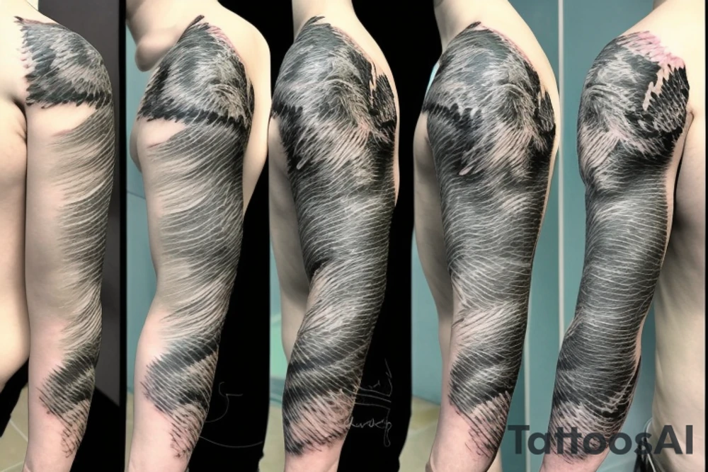 shoulder sleeve tattoo green japanese dragon climbing ridgeline with sharp claws breaking rocks away, silky hair

https://allabouttattoo.com/japanese-dragon-tattoo/

high detail
short hair
abstract empty spaces tattoo idea