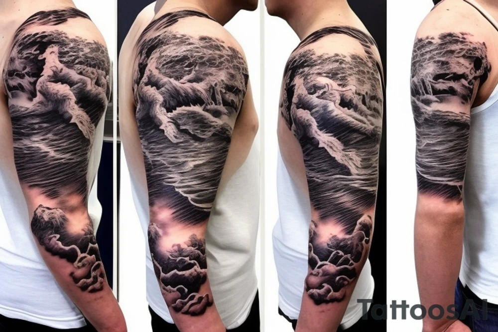 shoulder sleeve tattoo Japanese  dragon rock climbing mountain with long sharp claws breaking rocks away, silky hair

https://images.app.goo.gl/b7mZwAup5FWrHbAQ6

high detail
short hair
abstract empty spaces
hidden pictures
fog
7 zoomed in pictures tattoo idea