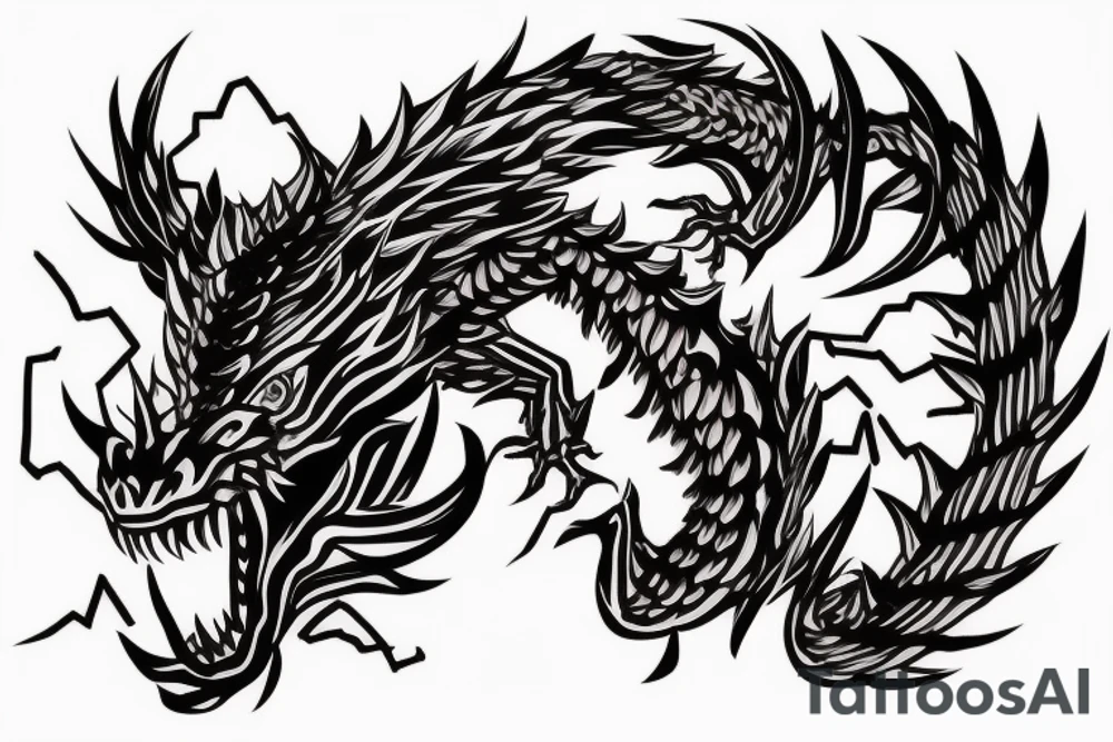shoulder sleeve tattoo Japanese  dragon rock climbing mountain with long sharp claws breaking rocks away, silky hair

high detail
short hair
abstract empty spaces
hidden pictures
fog
7 zoomed in pictures tattoo idea