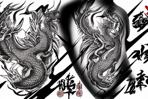 shoulder sleeve tattoo Japanese  dragon rock climbing mountain with long sharp claws breaking rocks away

high detail
short hair
abstract empty spaces
hidden pictures
fog
7 zoomed in pictures tattoo idea
