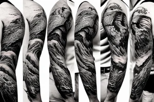shoulder sleeve tattoo Japanese  dragon rock climbing mountain with long sharp claws breaking rocks away

high detail
short hair
abstract empty spaces
hidden pictures
fog
7 zoomed in pictures tattoo idea