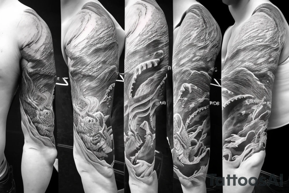 shoulder sleeve tattoo Japanese  dragon rock climbing mountain with long sharp claws breaking rocks away

high detail
short hair
abstract empty spaces
hidden pictures
fog
7 zoomed in pictures tattoo idea