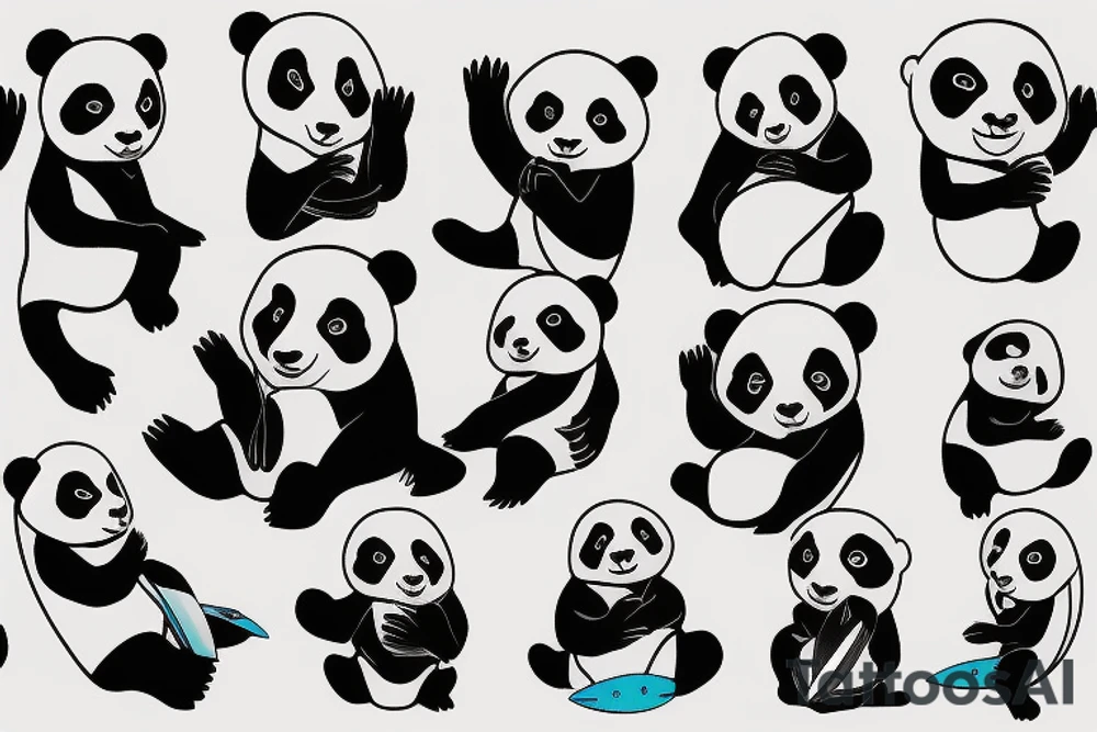 surfing panda tattoo idea
