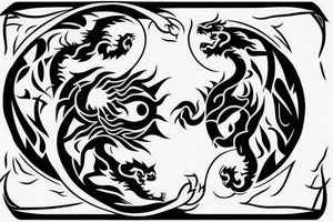 lion and dragon ontop of each other yin and yang tattoo idea