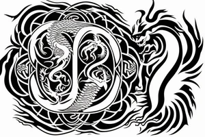 lion and dragon on top of each other yin and yang tattoo idea